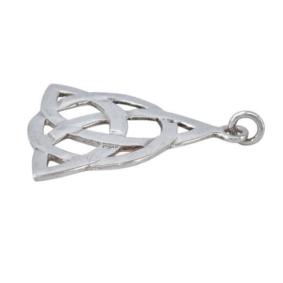 Estate Sterling Silver 925 Celtic Knot Triangle Pendant - Picture 6 of 8